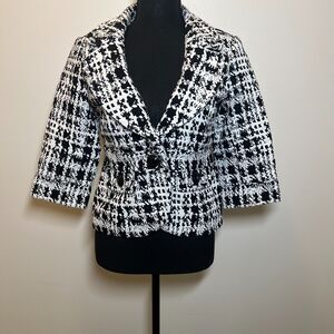 White House Black Market Women's Black and White Jacket Size Small Cotton
